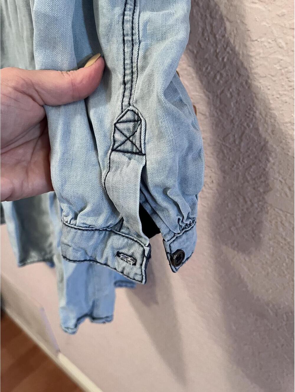 SERRA Light Blue Tiered Button-Front Denim Shirt Dress Size S - Picture 5 of 5